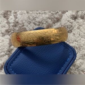 Engraved Gold Tone Bangle Bracelet